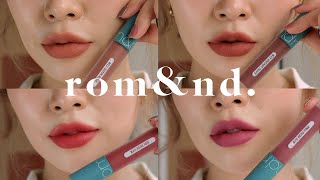 ROMAND Zero Velvet Tint Swatches amp Review 🎞 Vintage Filter  롬앤 제로벨벳틴트 빈티지필터 전색상 발색 amp 리뷰 [upl. by Arria163]