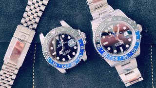 Echt vs fake Wie erkennt man die derzeit Beste Replica der Rolex GMTMaster II Batman  Batgirl [upl. by Sauveur]