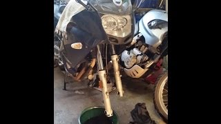 2009 BMW F800 ST Fork Seal Replacement DIY  2 [upl. by Binnings913]