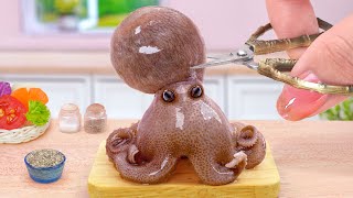 The Best Seafood Recipes 🐙 Miniature Korean Baby Octopus Stir Fried Tomato 💘 Tina Mini Cooking [upl. by Atinauj]