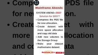 Mainframe  System Abend  SB37 mainframes shorts youtube learning tutorial shorts abends [upl. by Juno702]