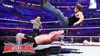 Dean Ambrose vs Brock Lesnar  No Holds Barred Street Fight WrestleMania 32 on WWE Network [upl. by Aidne]