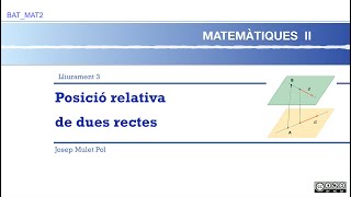 V309 BATMAT2  Posició relativa de dues rectes [upl. by Wren]