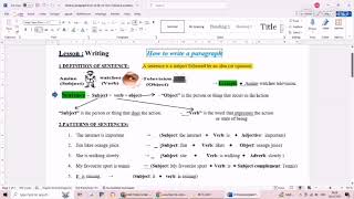 How to write a paragraph Part 1Sentence Patterns كتابة فقرةالجزء الأولأنماط الجمل و تكوينها [upl. by Ahsinid]