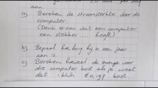 oefensom klas 3 natuurkunde elektriciteitsleer kosten berekenen [upl. by Namsu90]