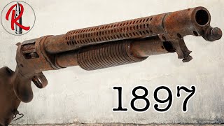 Old and ruined Winchester 1897 restoration  gun restoration [upl. by Eecyac]