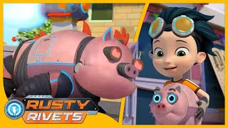 Rusty’s Piggy Bank Heist and MORE  Rusty Rivets Episodes  Cartoons for Kids [upl. by Yeoj]