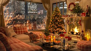 Christmas Vibes 🕯️  Night Living Room Ambience with Jazz 🌃 Christmas Jazz Music  Relax Sleep [upl. by Omoj]