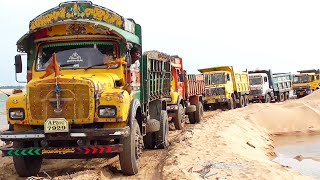 Tippers Formation of Line for Loading of Sand  Lorry Videos  Truck Videos  TIPPER LORRY TRUCK [upl. by Willetta]