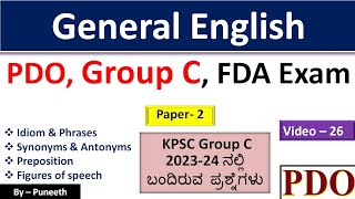 General EnglishSynonyms amp AntonymsFigures of speechIdiomPart26 PDOGroup CFDA [upl. by Freeborn996]