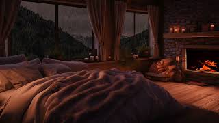 Cozy Room Ambience  Crackling Fireplace amp Soothing Rain Sounds for Sleeping Relaxation [upl. by Gloria473]