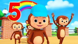 5 Little Monkeys  Nursery Rhymes amp Kids Songs  ABCs and 123s [upl. by Rosenkranz]