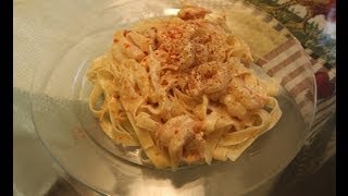 Fettuccine Alfredo With Shrimp Recipe [upl. by Odarbil]