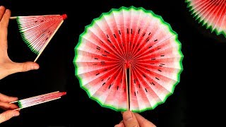 Basteln mit Papier Wassermelonen Fächer selber machen 🍉 DIY Life Hacks gegen Langeweile Geschenk [upl. by Scheld983]