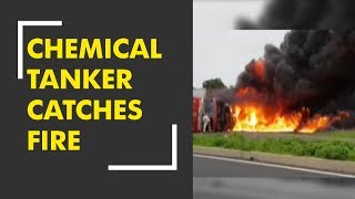 Chemical tanker catches fire in Jhabua district Madhya Pradesh [upl. by Lugo838]