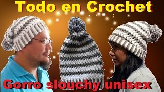 Gorro tejido a crochet  slouchy unisex para caballero yo damas [upl. by Afira]