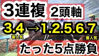 【馬券検証】3連複34番人気2頭軸、相手12567番人気たった5点で勝負【馬券勝負】 [upl. by Artnoed]