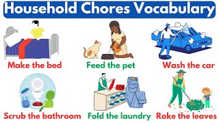 Household Chores Vocabulary  Household Chores in English  English Vocabulary [upl. by Ahsyekal356]