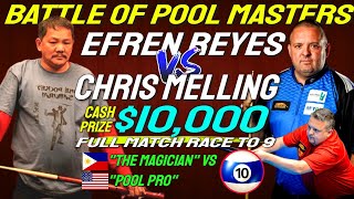 HillToHill Match Between Efren Reyes vs Chris Melling 10 Ball Battle of Pool Masters Invitational [upl. by Stedt845]