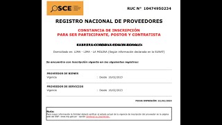 RNP Persona Natural 2023 Registro Nacional de Proveedores OSCE [upl. by Corley]