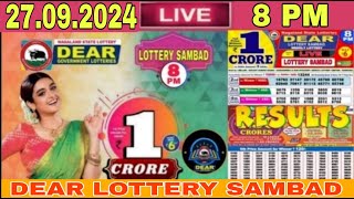 Lottery live 8pm Lottery Sambad live Nagaland lottery live Dear today result 27092024 Lottery Live [upl. by Stieglitz]