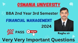 FINANCIAL MANAGEMENT IMPORTANT QUESTIONS  BBA 3RD SEMESTER [upl. by Llerruj644]