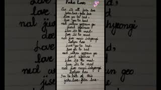 BTS  Fake Love song Lyrics bts fakelove lyrics euphoriamuxic [upl. by Ahsilak]