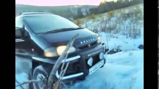 OffRoad 4х4 Mitsubishi Delica L400 ЗИМА driving on snow [upl. by Ihp]