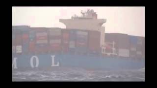 MOL Comfort drifting off Yemeni coast taped by seamen of nearby ship [upl. by Oicirtap]