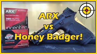 380 Black Hills Honey Badger vs Inceptor ARX Ballistic Gel Test [upl. by Harrell]