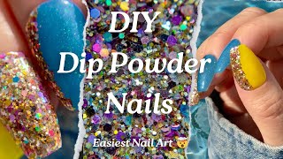 Simple Dip Powder Nails  Easiest Nail Art Using Dip Liquids  DIY Nails At Home  Nail Tutorial [upl. by Ellora]