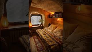 Healing Ambiance Sleep Aid Cave Cozy Cabin Burning Fireplace Blizzard Snowfall [upl. by Elleinet]