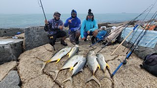 Fishing for Giant Jack Crevalles on the Port Aransas Jetties Ft MattsSaltwaterFishing [upl. by Flavius]