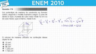 ENEM 2010 Matemática 43  Volume do Cubo de um PortaLápis [upl. by Mal]