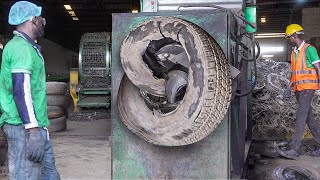 Inside Brand New Nigerian Factory Recycling Tons of Used Tires [upl. by Enisamoht]