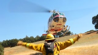 CAL FIRE Helitack  Helicopter Heli Step and Hover Hook Training  Super Huey [upl. by Vary]