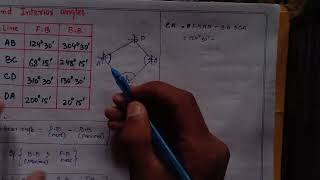 TO FIND INTERIOR ANGLES OF TRAVERSE COMPASS SURVEYING [upl. by Canada]