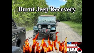 Rescuing a burnt Jeep from trail offroadconsulting offroadrecovery vehiclefire vehiclerecovery [upl. by Ilatan]