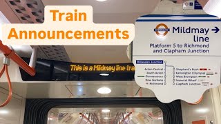 New Mildmay Line London Overground Class 378 Train Announcements [upl. by Eugirne]