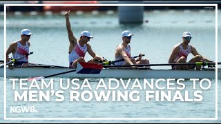 US mens rowing advances to finals in Paris Olympics [upl. by Yssor]