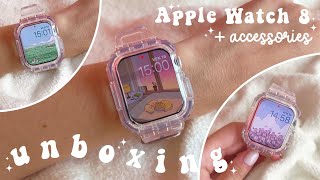 Unboxing My New Apple Watch Series 8 🍎 Cute Accessories aesthetic and cozy [upl. by Letch924]