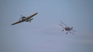 Shuttleworth Pageant 2015 Hawker Sea Hurricane and Gloster Gladiator [upl. by Ailemac]