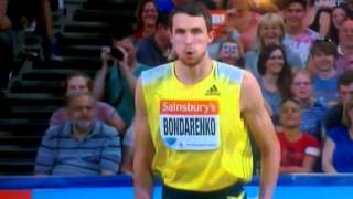 Bohdan Bondarenko  high jump 247m WR attempt  London 2013 [upl. by Sammie]