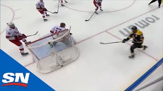 Bruins Patrice Bergeron Scores From Behind The Goal Line In Dying Seconds Of Period [upl. by Kcirdez]