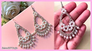 Pearl Beaded Earrings  Easy Beading Tutorial  How to Make Beaded Earrings  DIY Beaded Jewelry [upl. by Rosol451]