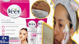 FUERA PELOS DE LA CARA  PROBANDO VEET PURE KIT DE DEPILACIÓN FACIAL [upl. by Htebaile636]