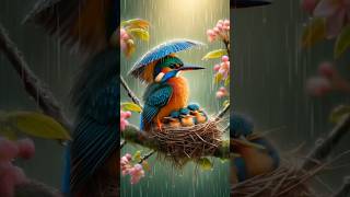 A Shelter in the Rain nature ai mother trending shorts birdslover [upl. by Reidar792]