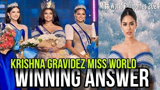 Winning Answer  Miss World Philippines 2024 Krishna Gravidez  Baguio [upl. by Nniuqal]