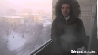 Boiling water freezes instantly in Siberia [upl. by Ethbin]