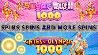 Spins Spins and More Spins on Sugar Rush 1000 and Gates of Olympus 1000 No Bonus Buys [upl. by Rhoda411]